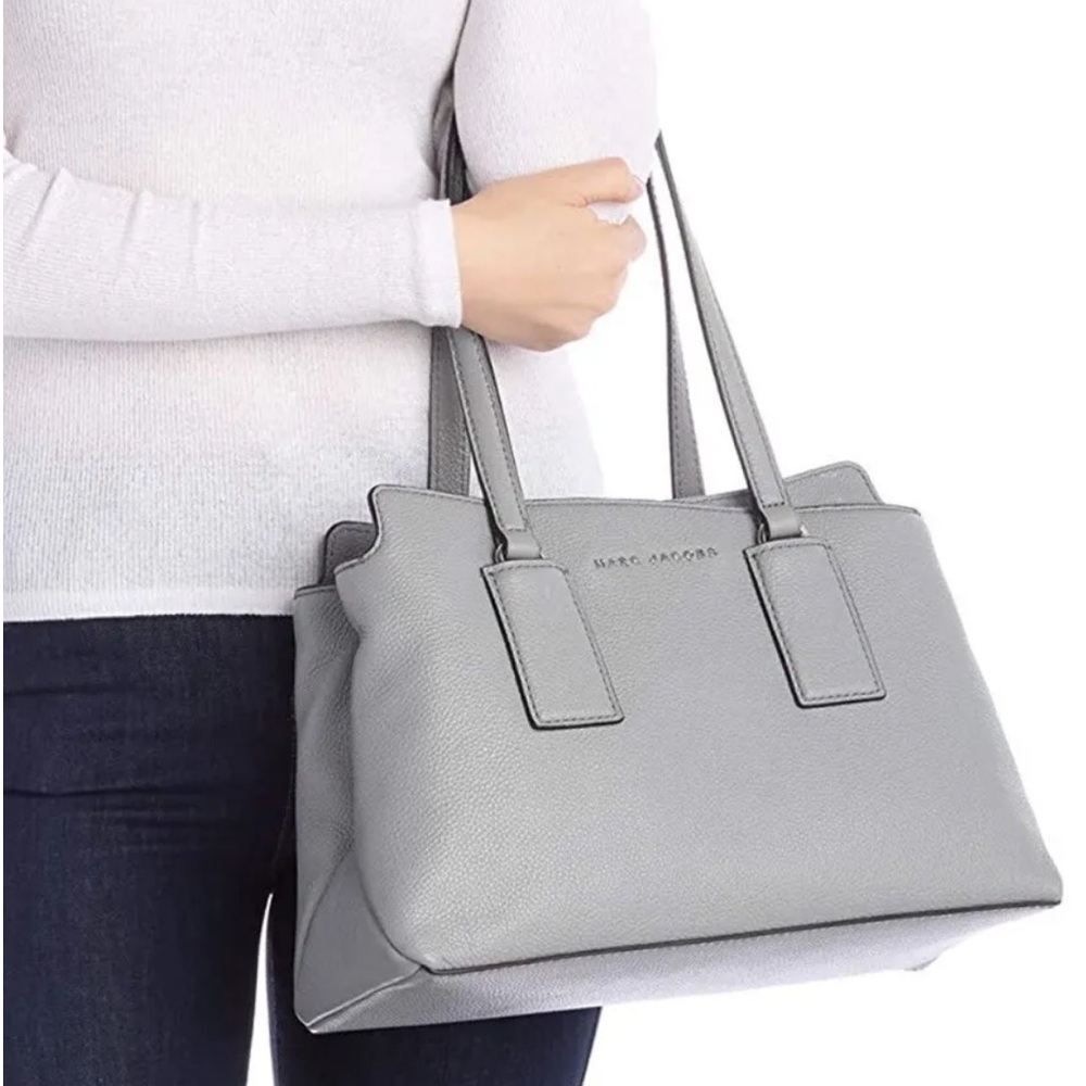 Marc Jacobs double edge leather satchel purse storm grey